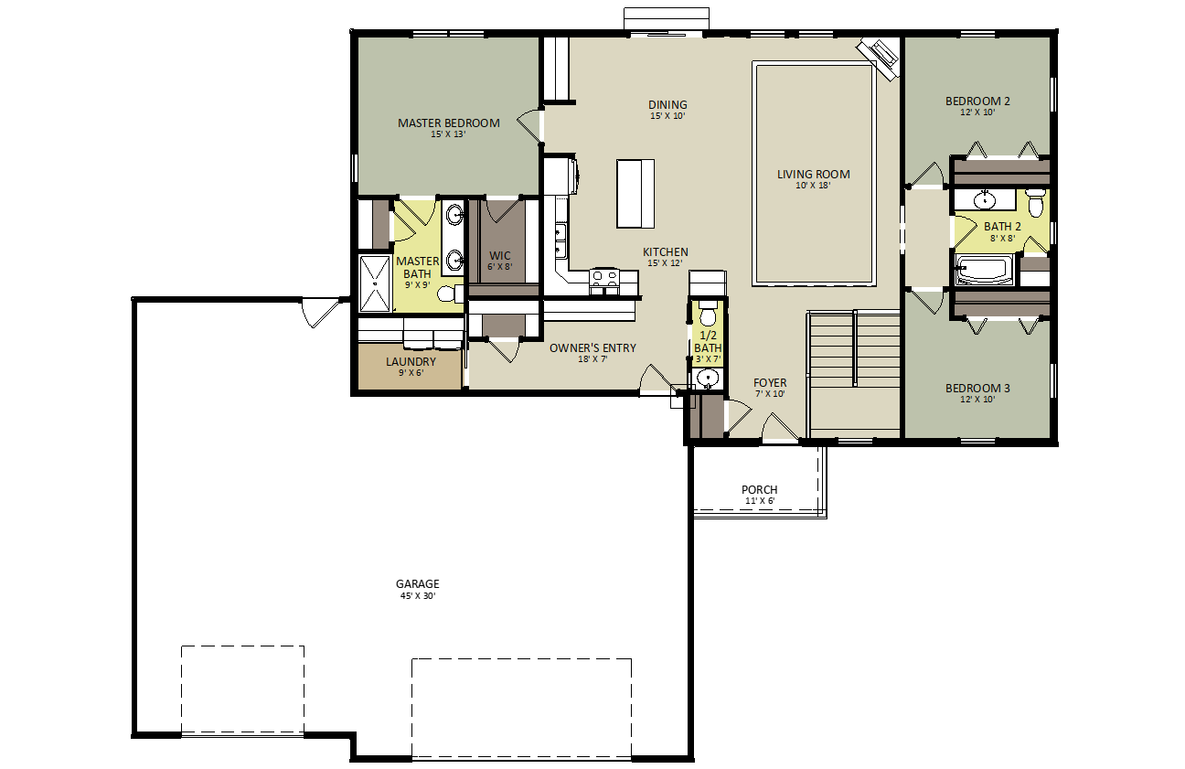 Oak View First Floor Floor Plan